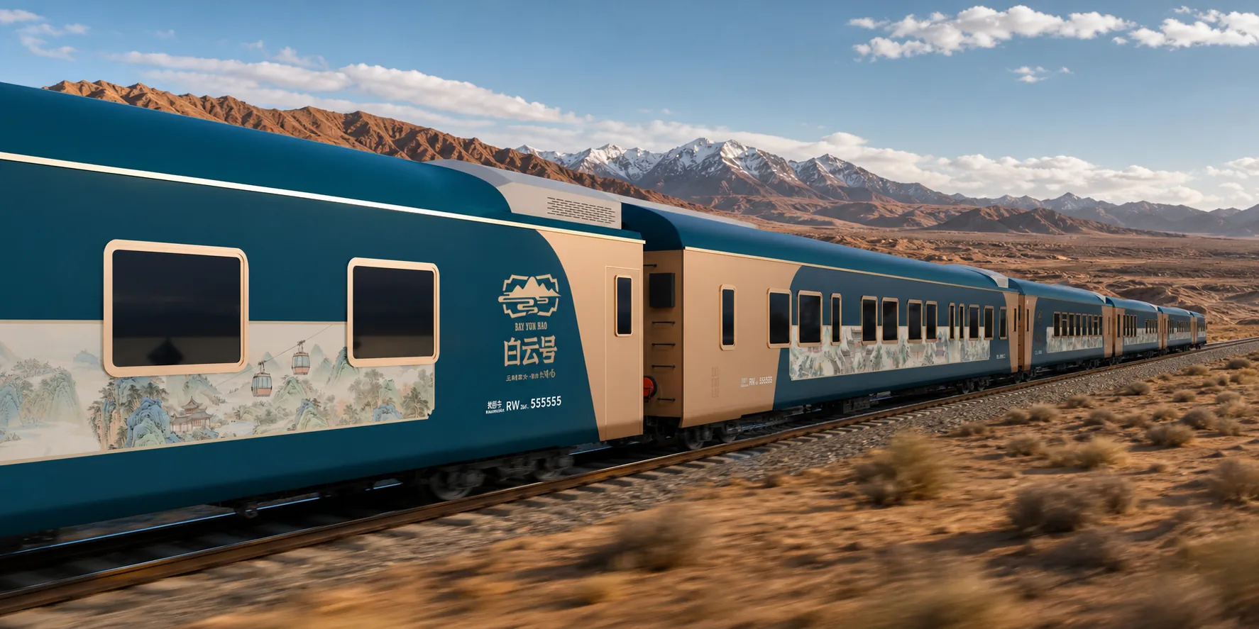 Baiyun Express recorriendo el paisaje de Xinjiang