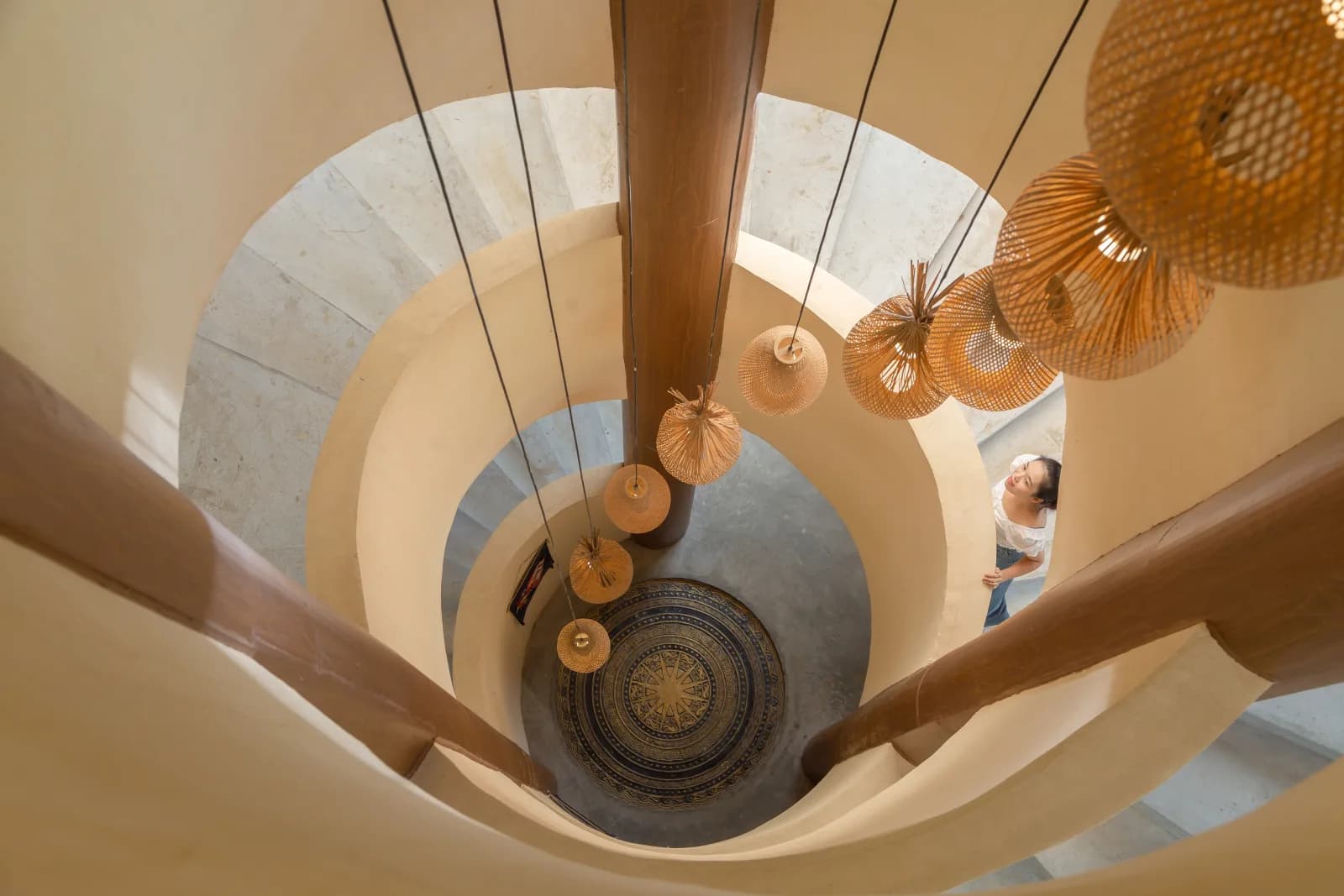 Spiral library interior at Longzhou Guantang Resort Hotel