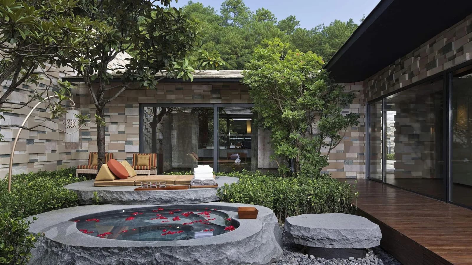 Courtyard hot-spring pool at The Lost Stone Villas & Spa