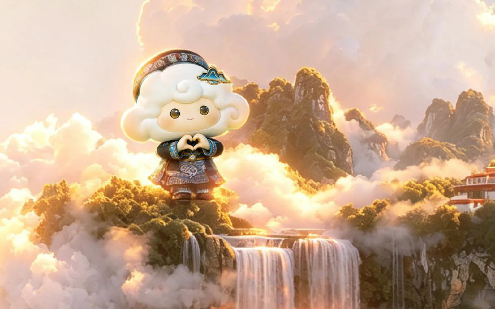 Baiyun Express Cloud Sanctuary journey artwork among clouds, waterfalls and mountains